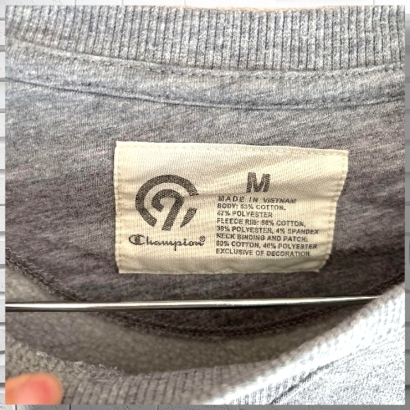 Vintage 90s Champion Gray Sweatshirt Raglan Sleeves Slit Hem - SZ M - Picture 4 of 6